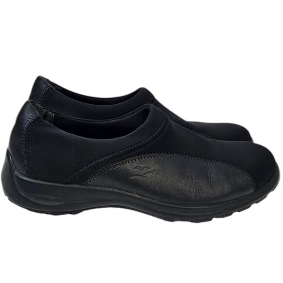 FlyFlot Womens Willow Slip On Sneaker, Black, Lycra, Leather, Comfort, Size 39/8 - Picture 7 of 9